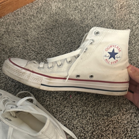 Converse White High-Top Sneakers with Red and Blue Accents - Picture 1 of 5